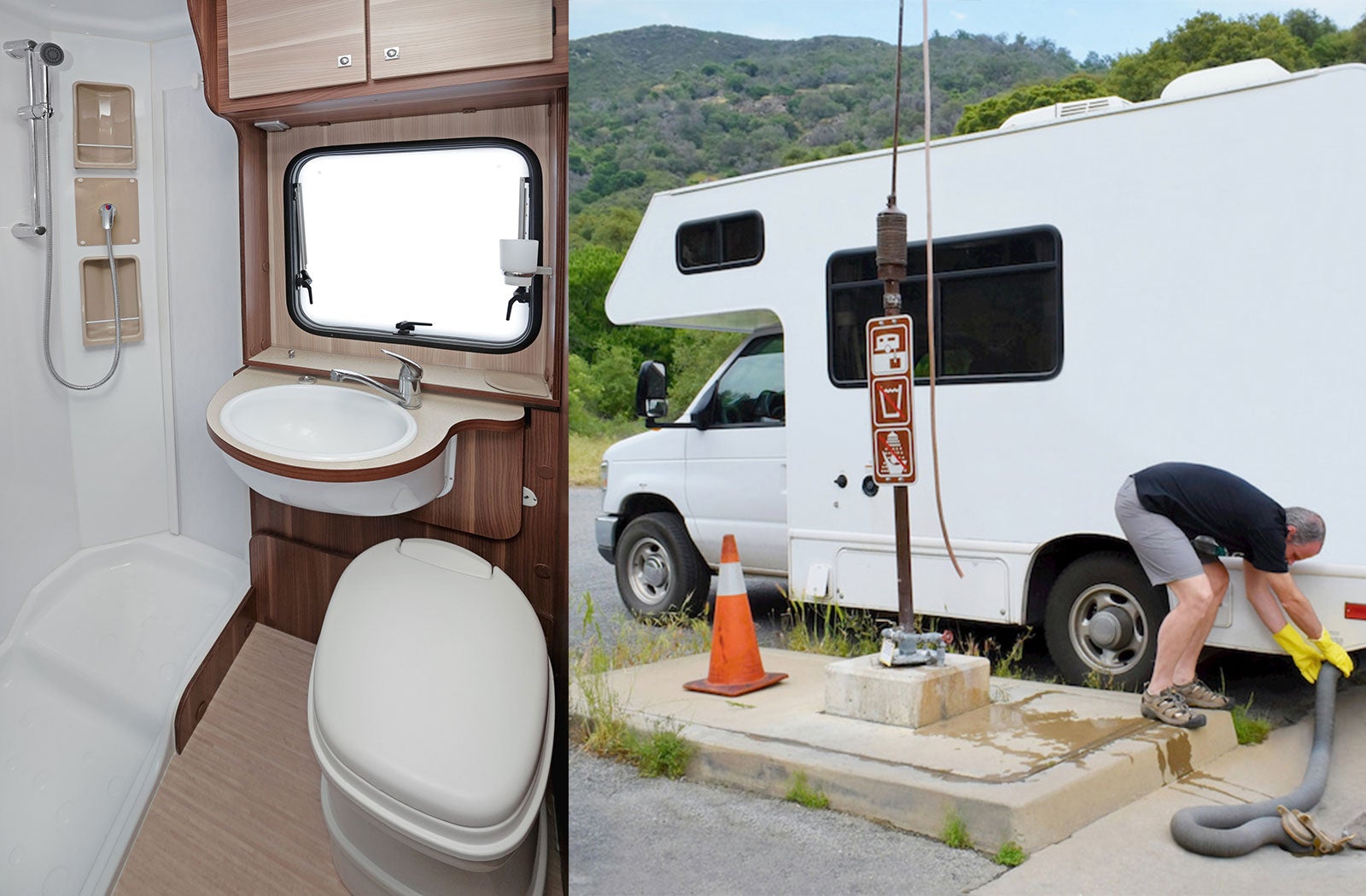 Portable RV/camper toilet and holding tank setup in Bradley, Illinois