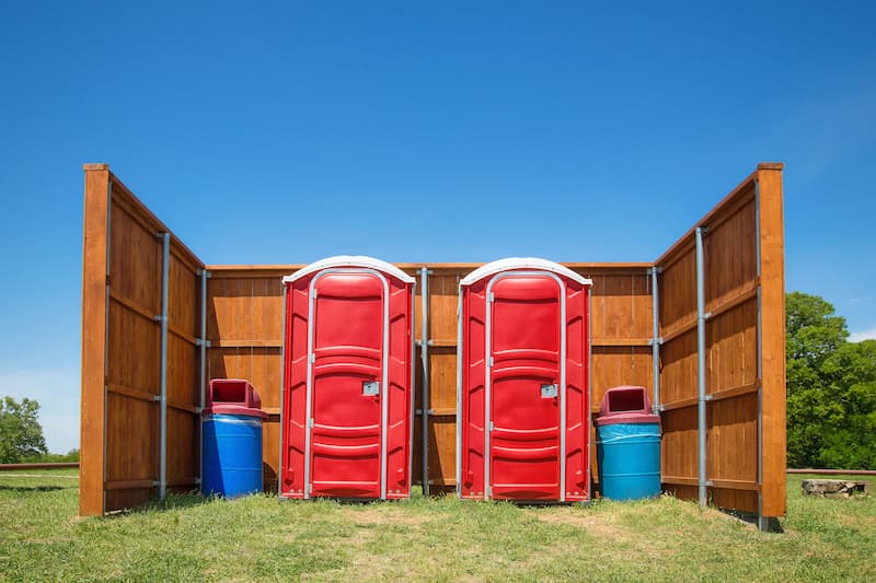 Short-term porta potty units staged for delivery in Bradley, Illinois